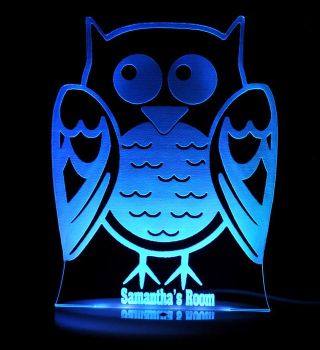 Owl Personalised Name - 3D LED Night Light 7 Colours + Remote Control - Kustombox