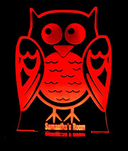 Owl Personalised Name - 3D LED Night Light 7 Colours + Remote Control - Kustombox