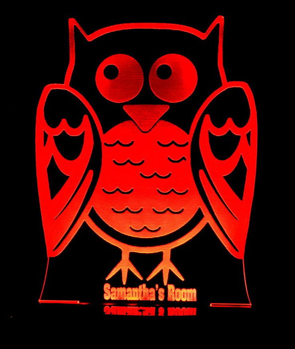 Owl Personalised Name - 3D LED Night Light 7 Colours + Remote Control - Kustombox