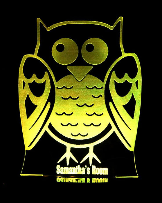 Owl Personalised Name - 3D LED Night Light 7 Colours + Remote Control - Kustombox