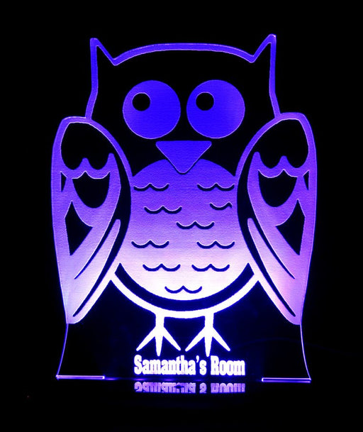 Owl Personalised Name - 3D LED Night Light 7 Colours + Remote Control - Kustombox