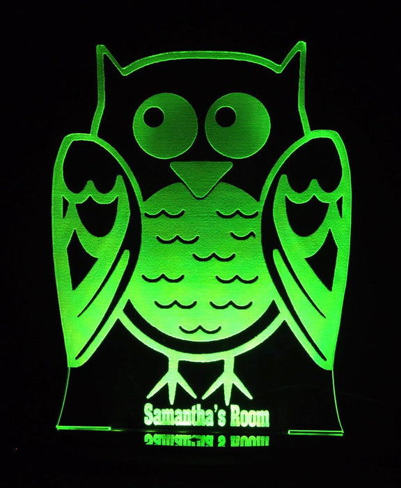 Owl Personalised Name - 3D LED Night Light 7 Colours + Remote Control - Kustombox