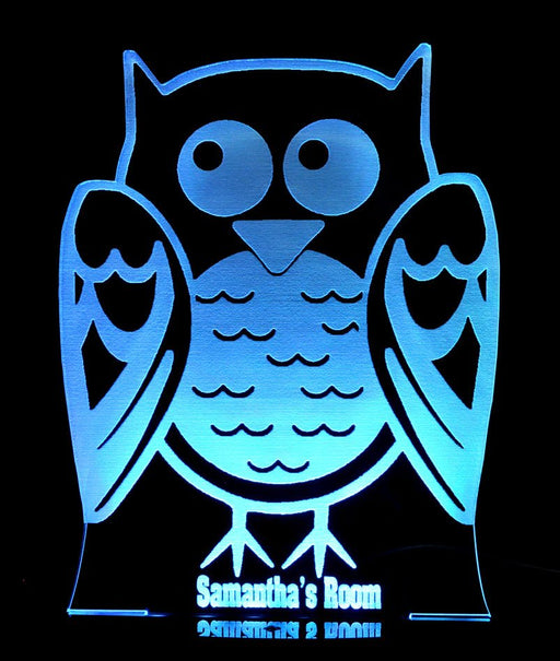 Owl Personalised Name - 3D LED Night Light 7 Colours + Remote Control - Kustombox