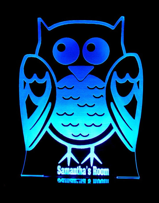 Owl Personalised Name - 3D LED Night Light 7 Colours + Remote Control - Kustombox