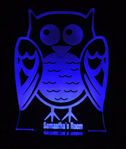Owl Personalised Name - 3D LED Night Light 7 Colours + Remote Control - Kustombox