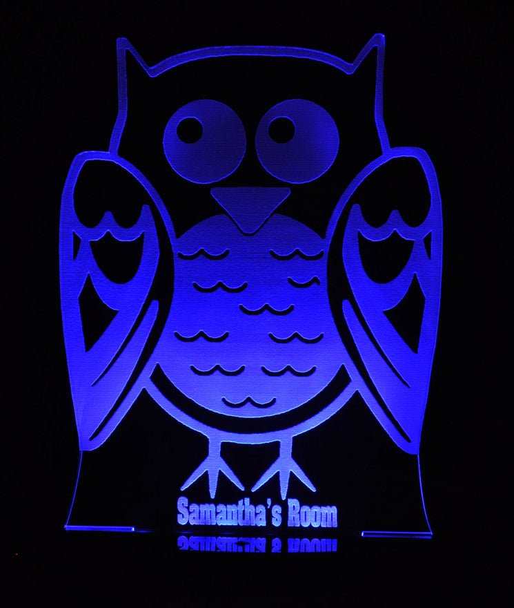 Owl Personalised Name - 3D LED Night Light 7 Colours + Remote Control - Kustombox