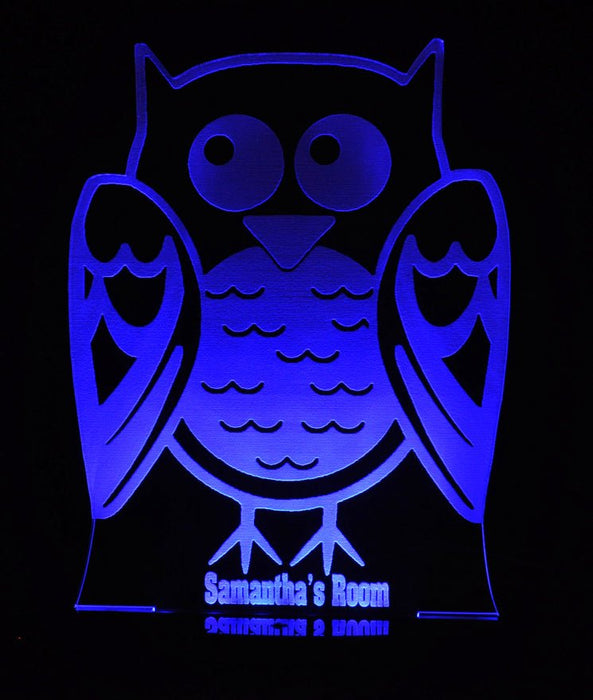 Owl Personalised Name - 3D LED Night Light 7 Colours + Remote Control - Kustombox