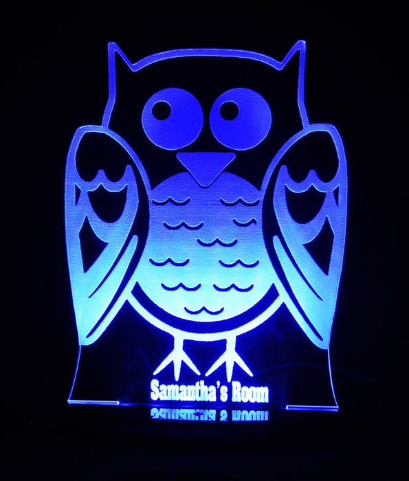 Owl Personalised Name - 3D LED Night Light 7 Colours + Remote Control - Kustombox