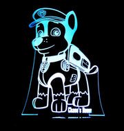 Paw Patrol Chase Personalised Name - 3D LED Night Light 7 Colours + Remote Control - Kustombox