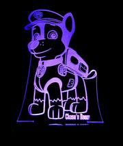 Paw Patrol Chase Personalised Name - 3D LED Night Light 7 Colours + Remote Control - Kustombox