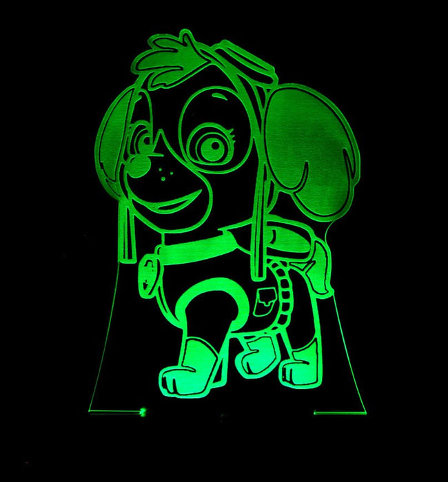 Paw Patrol Skye Personalised Name - 3D LED Night Light 7 Colours + Remote Control - Kustombox
