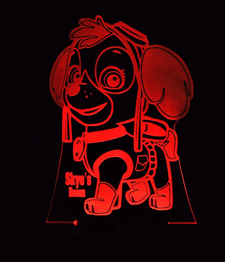 Paw Patrol Skye Personalised Name - 3D LED Night Light 7 Colours + Remote Control - Kustombox