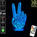 Peace Fingers - 3D LED Night Light 7 Colours + Remote Control - Kustombox