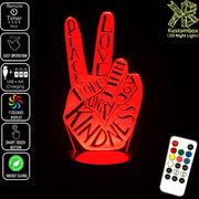 Peace Fingers - 3D LED Night Light 7 Colours + Remote Control - Kustombox