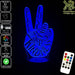 Peace Fingers - 3D LED Night Light 7 Colours + Remote Control - Kustombox