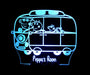 Peppa the Pig Family Bus Personalised Name - 3D LED Night Light 7 Colours + Remote Control - Kustombox