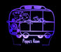 Peppa the Pig Family Bus Personalised Name - 3D LED Night Light 7 Colours + Remote Control - Kustombox