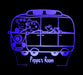 Peppa the Pig Family Bus Personalised Name - 3D LED Night Light 7 Colours + Remote Control - Kustombox