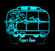 Peppa the Pig Family Bus Personalised Name - 3D LED Night Light 7 Colours + Remote Control - Kustombox