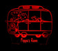 Peppa the Pig Family Bus Personalised Name - 3D LED Night Light 7 Colours + Remote Control - Kustombox