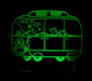 Peppa the Pig Family Bus Personalised Name - 3D LED Night Light 7 Colours + Remote Control - Kustombox