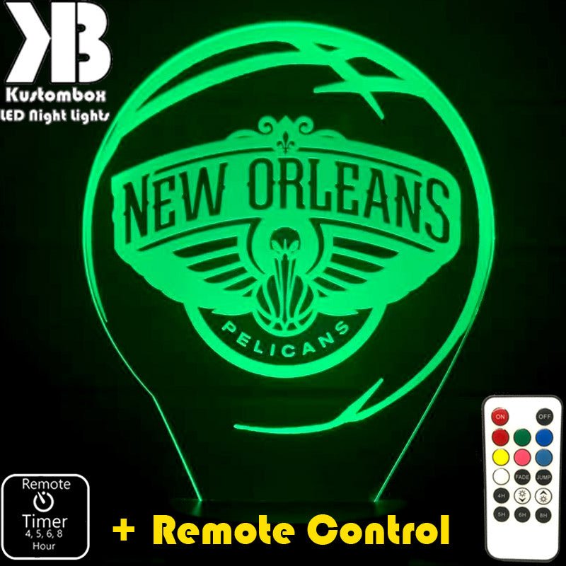 New Orleans Pelicans NBA 3D LED night light with USB power, fade and strobe lighting modes