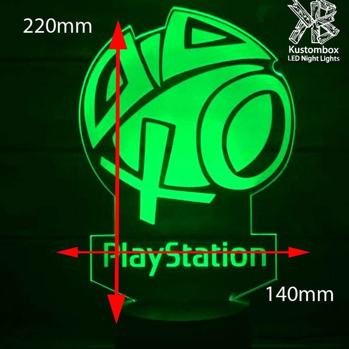 Playstation Logo PS- 3D LED Night Light 7 Colours + Remote Control - Kustombox