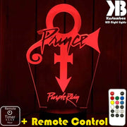 Prince Purple Rain 3D LED Night Light 7 Colours + Remote Control - Kustombox music