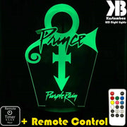 Prince Purple Rain 3D LED Night Light 7 Colours + Remote Control - Kustombox music