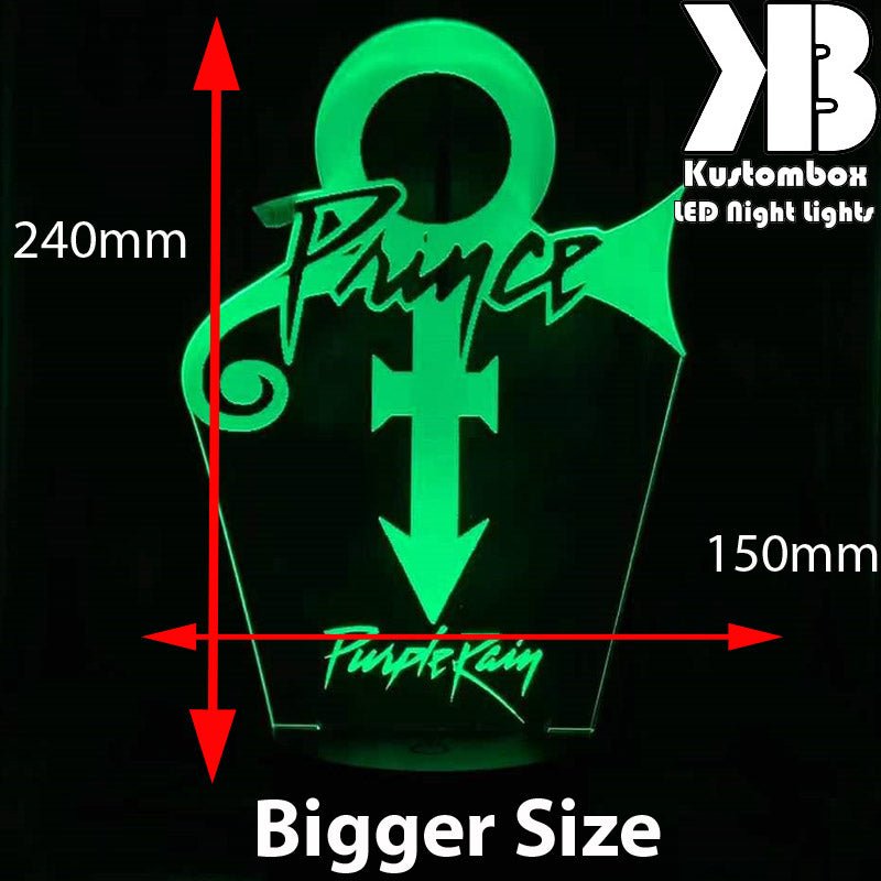 Prince Purple Rain 3D LED Night Light 7 Colours + Remote Control - Kustombox music