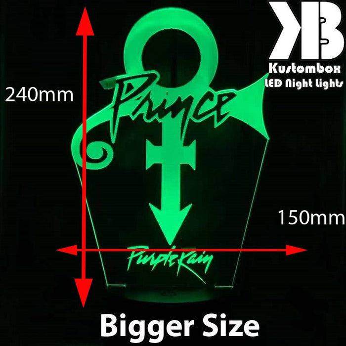 Prince Purple Rain 3D LED Night Light 7 Colours + Remote Control - Kustombox music