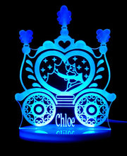 Princess Carriage Kingdom Personalised Name - 3D LED Night Light 7 Colours + Remote Control - Kustombox