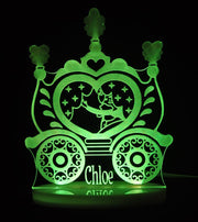Princess Carriage Kingdom Personalised Name - 3D LED Night Light 7 Colours + Remote Control - Kustombox
