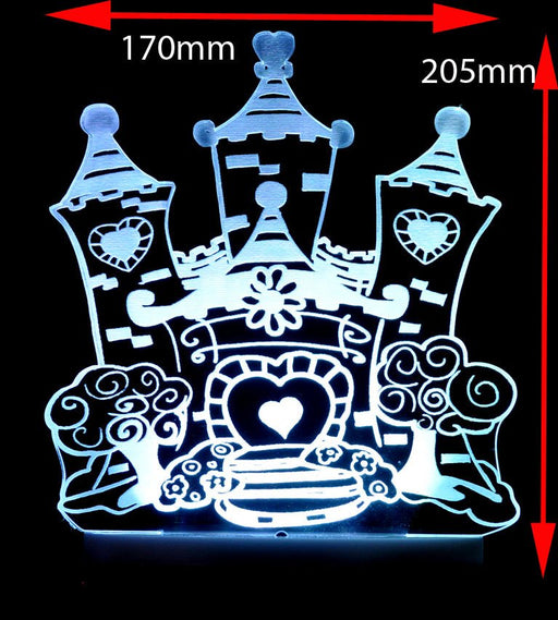 Princess Castle - 3D LED Night Light 7 Colours + Remote Control - Kustombox