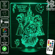 Princess Castle 3D LED Night Light 7 Colours + Remote Control - Kustombox