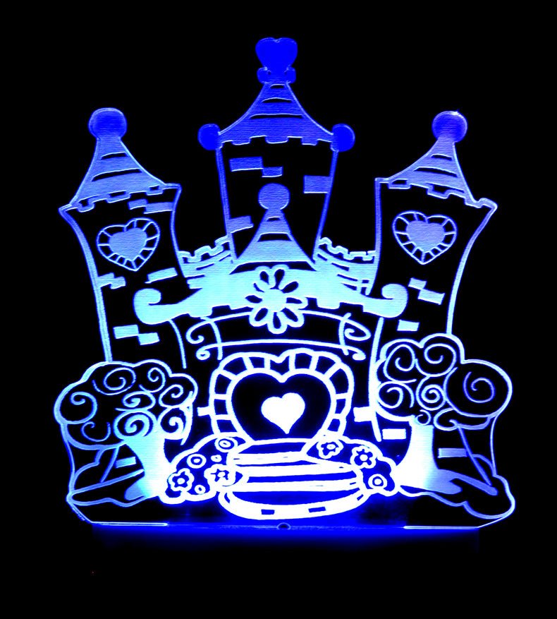 Princess Castle - 3D LED Night Light 7 Colours + Remote Control - Kustombox