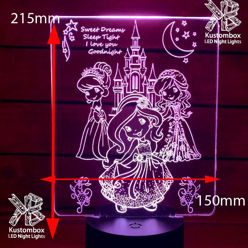 Princess Castle 3D LED Night Light 7 Colours + Remote Control - Kustombox