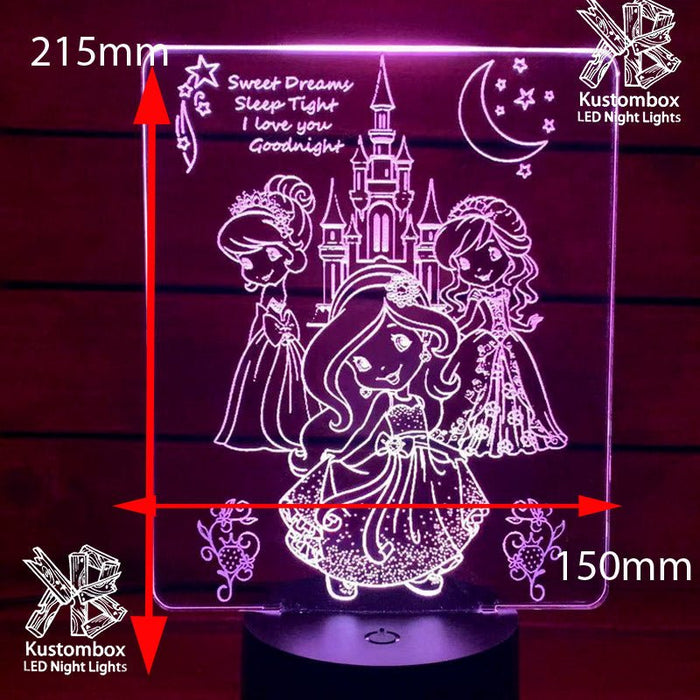 Princess Castle 3D LED Night Light 7 Colours + Remote Control - Kustombox