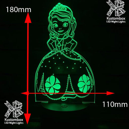 Princess Sofia 3D LED Night Light 7 Colours + Remote Control - Kustombox