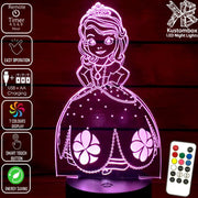 Princess Sofia 3D LED Night Light 7 Colours + Remote Control - Kustombox