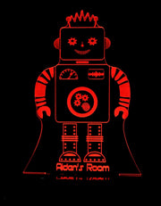 Robot Personalised Name - 3D LED Night Light 7 Colours + Remote Control - Kustombox