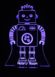 Robot Personalised Name - 3D LED Night Light 7 Colours + Remote Control - Kustombox