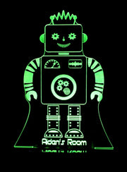 Robot Personalised Name - 3D LED Night Light 7 Colours + Remote Control - Kustombox
