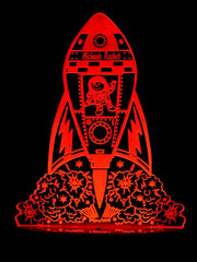 Rocket Space Ship Personalised Name - 3D LED Night Light 7 Colours + Remote Control - Kustombox