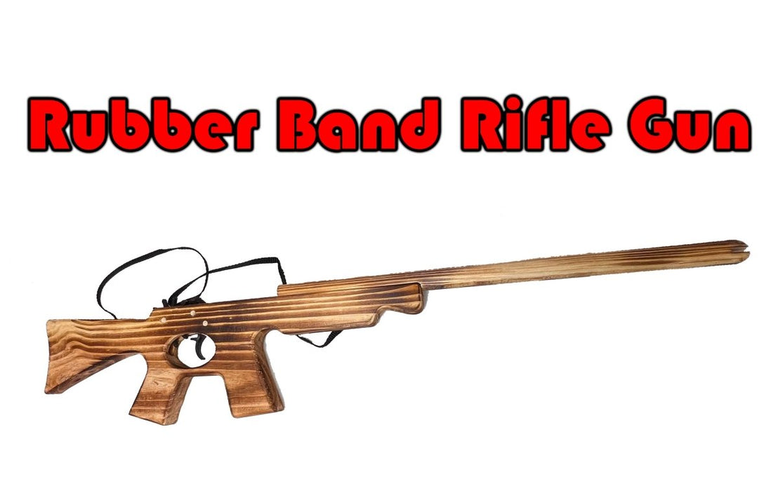 Rubber Band Rifle Gun Timber Gun Launcher Wooden Toy BRAND NEW - Kustombox
