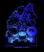 Safari Jungle Animals Personalised Name Light 3D LED Night Light 7 Colours + Remote Control - Kustombox