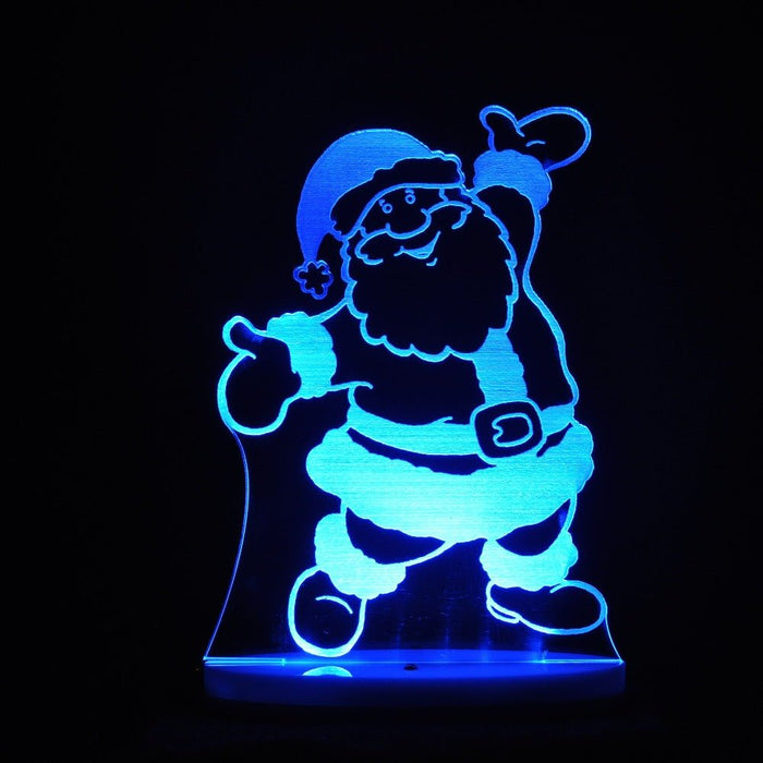 Santa Claus Christmas Light 3D LED Night Light 7 Colours + Remote Control - Kustombox xmas