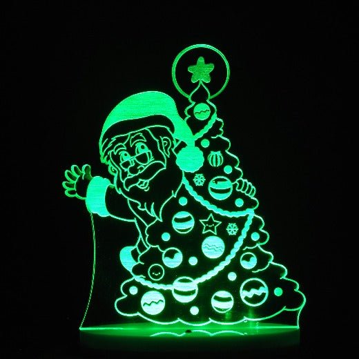 Santa Claus & Christmas Light 3D LED Night Light 7 Colours + Remote Control - Kustombox xmas