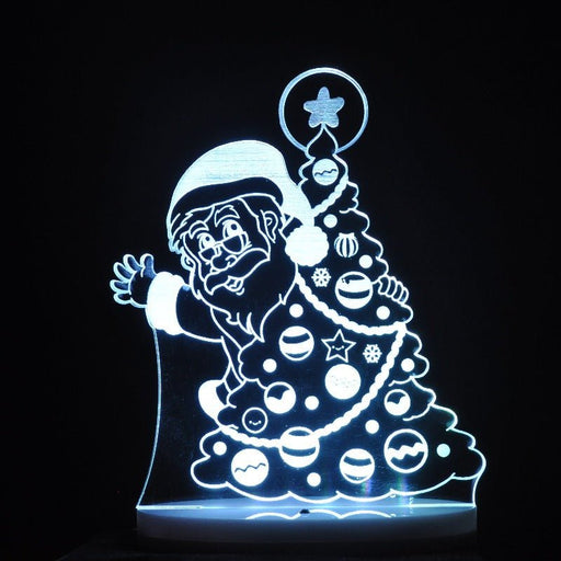 Santa Claus & Christmas Light 3D LED Night Light 7 Colours + Remote Control - Kustombox xmas