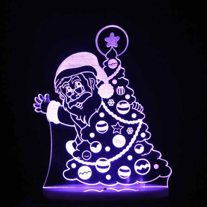 Santa Claus & Christmas Light 3D LED Night Light 7 Colours + Remote Control - Kustombox xmas